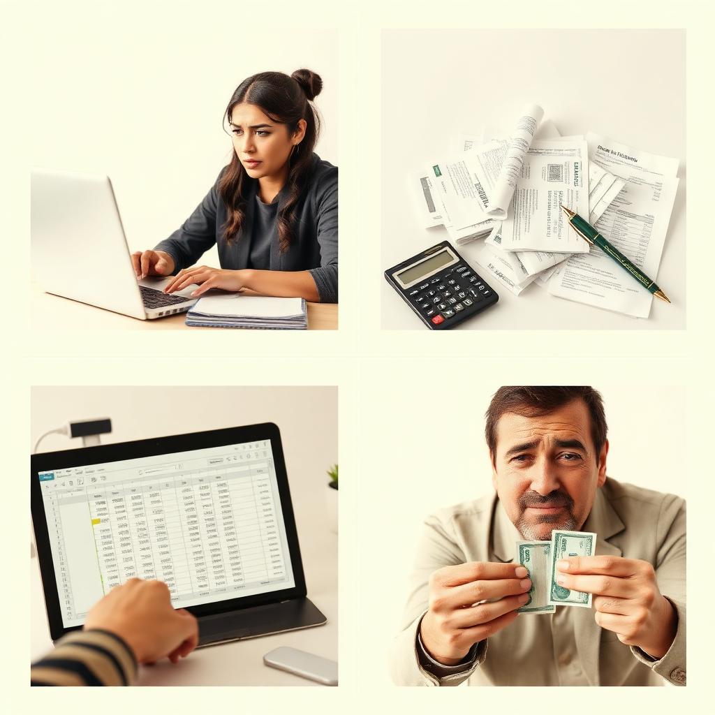 Collage de emprendedores con dificultades para fijar precios